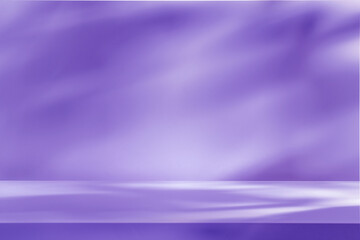 Pastel violet smooth background with leaf shadows, foliage on the wall. Mock up for presentation, branding products, cosmetics food or jewellery