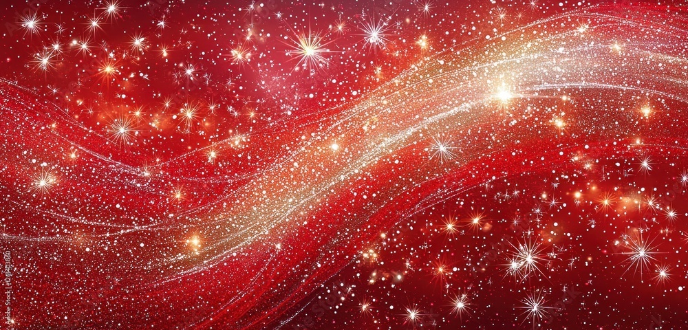 Wall mural a sparkling red background filled with dazzling glitter and twinkling effects, adding an abstract, f