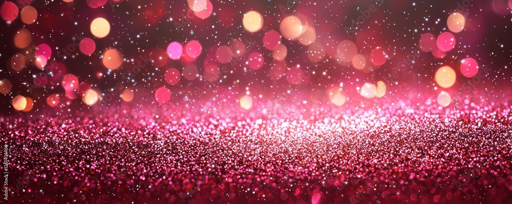 Wall mural a sparkly pink glitter background with small shimmering dots, creating a festive and joyful scene