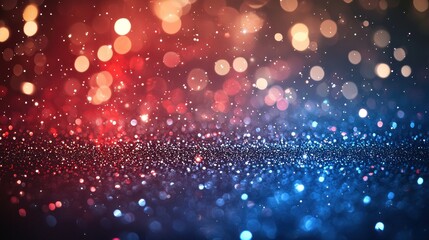 Obraz premium A starry red and blue background with bokeh lights, perfect for patriotic or celebratory designs.