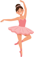 Naklejka premium Ballerina in a graceful pose wearing a pink tutu with minimal design elements vector art
