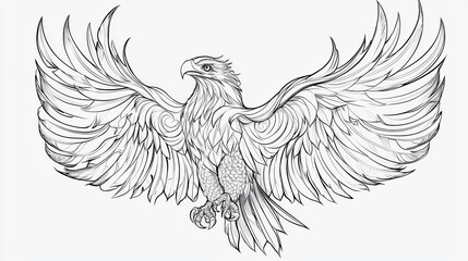 Obraz premium Majestic eagle in flight wildlife sanctuary sketch art natural environment aerial perspective freedom symbolism