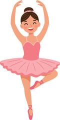 Naklejka premium Ballerina performing graceful dance move in flat style vector art illustration showcasing fluid motion and joy