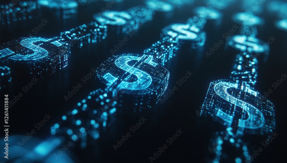 Aufkleber digital currency symbols representing modern financial technology and blockchain innovation in a fut