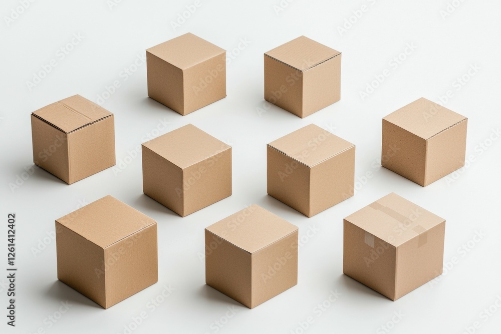 Poster row of cardboard boxes are lined up in a circle