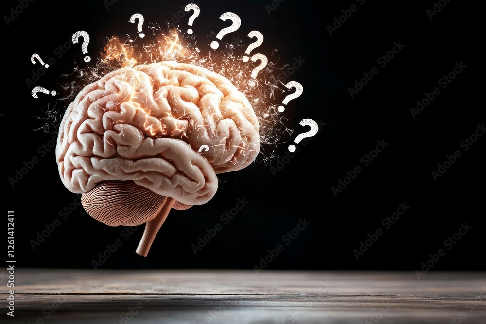 Poster brain with a lot of questions written on it