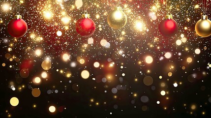 Christmas Ornament Background: Red and Gold Holiday Sparkle