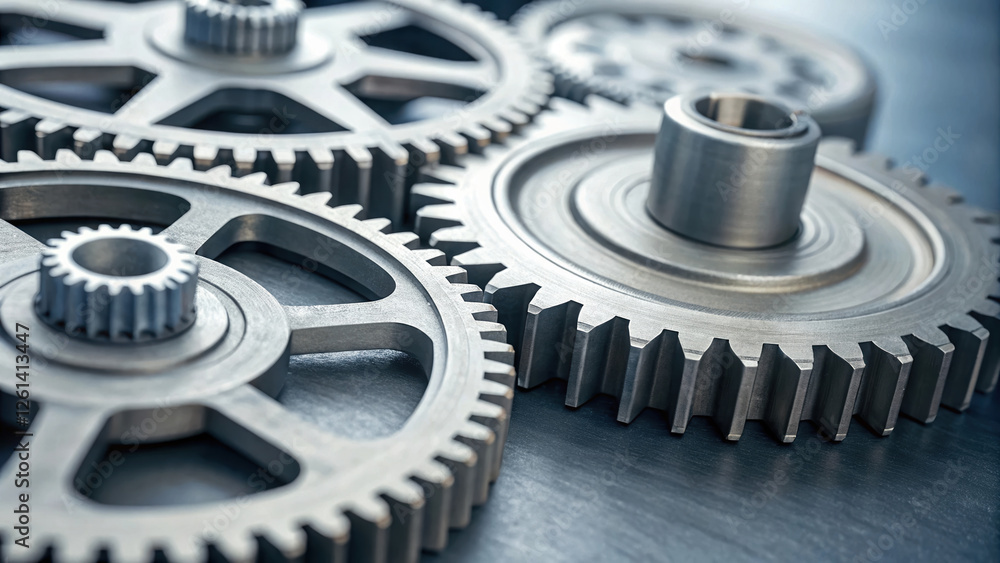 Poster intricate gears interlocking, showcasing mechanical precision and design