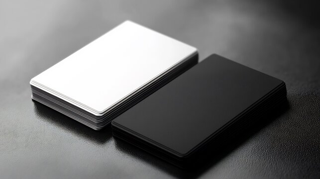 Black and white double sided business card template with transparent portions for adaptable designs