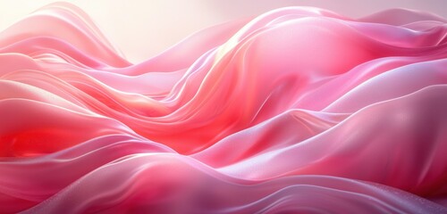 Obraz premium A swirly pink gradient background flowing into soft waves, evoking a dreamy and fluid motion