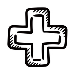 Fototapeta premium Hand-drawn medical cross symbol on white background