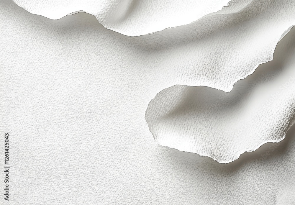 Poster soft white torn paper texture on bright background for creative design and graphic art projects in m