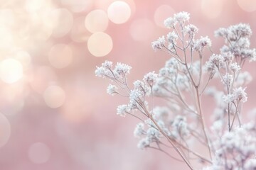 Fototapeta premium Soft Pastel Pink Background with Abstract Flower Bokeh, Bright Vintage Design for Feminine Branding