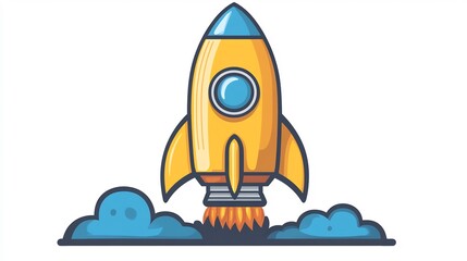 Bold rocket icon isolated on a transparent background for startups innovation and technology branding