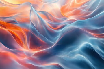 Fototapeta premium Abstract waves flowing orange blue light