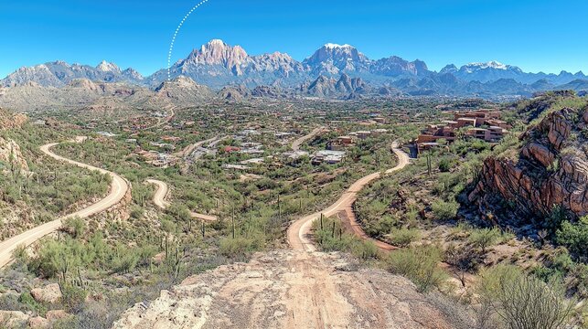 Majestic Desert Mountain Landscape: Panoramic View of Arizona's Breathtaking Scenery