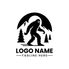 Yetty vector logo hand draw sasquatch simple vector logo illustration emblem logo Monochrome