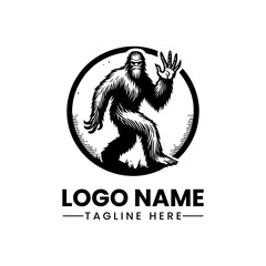 Yetty vector logo hand draw sasquatch simple vector logo illustration emblem logo Monochrome