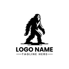 Yetty vector logo hand draw sasquatch simple vector logo illustration emblem logo Monochrome
