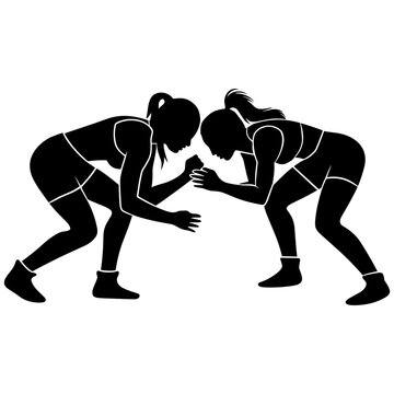 Female Wrestlers Silhouette