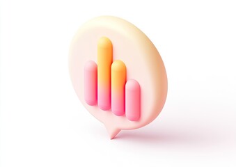 Colorful Graph Icon in Speech Bubble on White Background