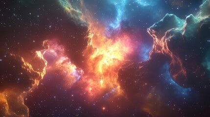 Cosmic Fireworks Display in Deep Space with Vibrant Nebulae and Galactic Energy Streams