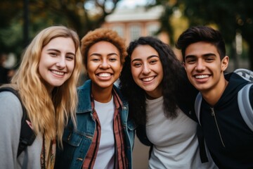Fototapeta premium Smiling portrait of a diverse group of young college students