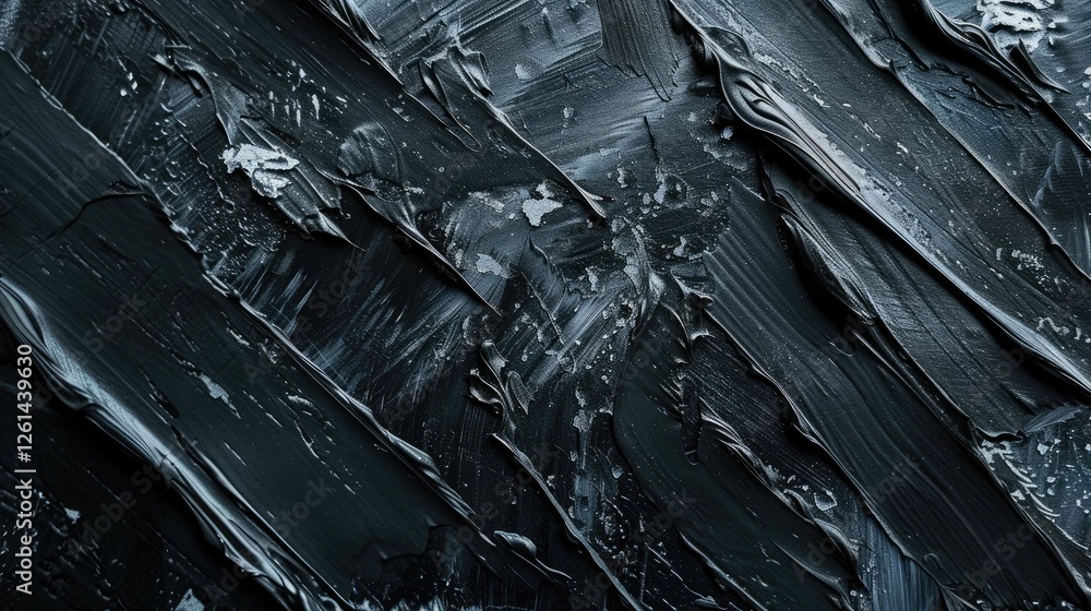 Poster Abstract texture of dark paint strokes creating depth and contrast, suitable for backgrounds in artistic designs