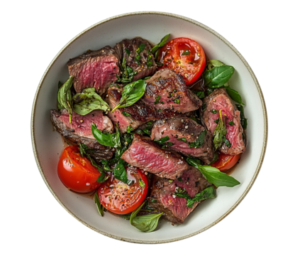 Tagliata di manzo isolated on transparent background