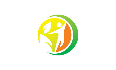 happy people green leaf nature abstract logo