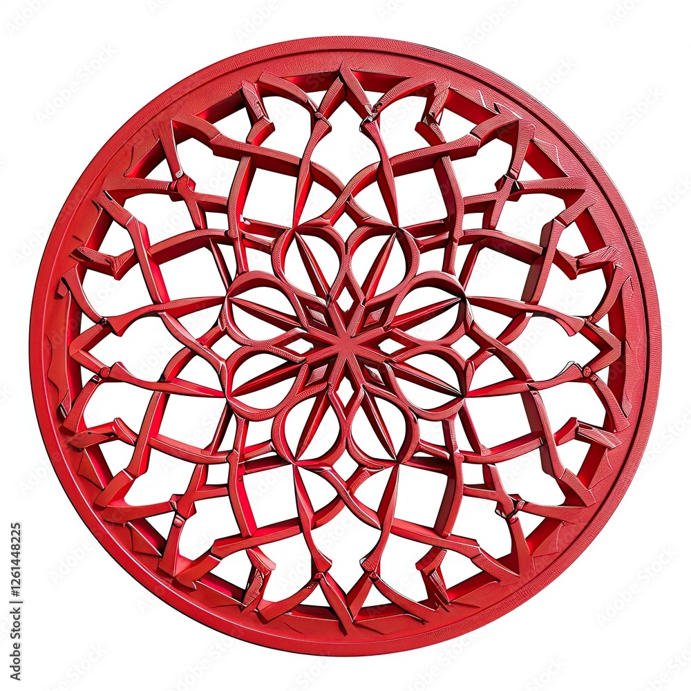 Poster red circular decorative latticework design element