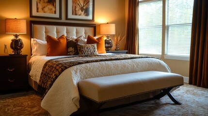 Warm and Inviting Master Bedroom Interior with Elegant Decor Details