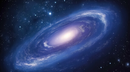 Fototapeta premium A mesmerizing blue galaxy swirl spiraling through the vastness of space, glowing with ethereal light
