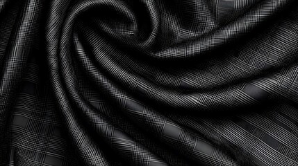 Fototapeta premium Black and White Checkered Fabric Texture with Elegant Drapery