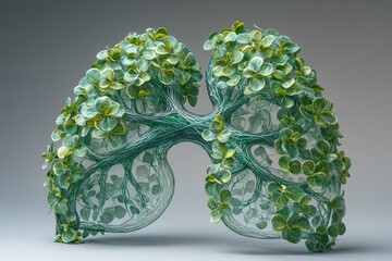 Artistic representation of lungs made from leaves, symbolizing nature and health awareness