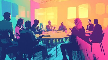 Colorful Business Meeting: Diverse Team Collaboration in the Office