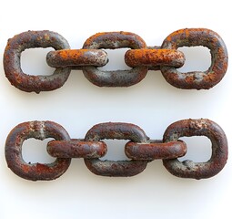 Fototapeta premium Two rusty metal chains linked together