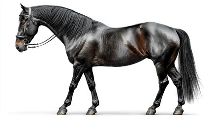 Fototapeta premium Majestic Black Horse: A Stunning Portrait of Equine Elegance