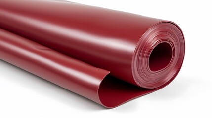 Glossy Red Vinyl Roll on White Background for Art and Craft Projects