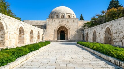 Fototapeta premium Historic Stone Architecture with Dome in Clear Blue Sky