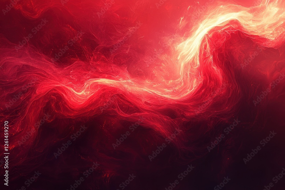 Wall mural an abstract grainy red background, glowing with blurred color flow and noise texture effects, perfec
