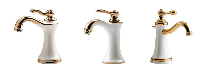 Stylish Vintage Faucet on Transparent Background