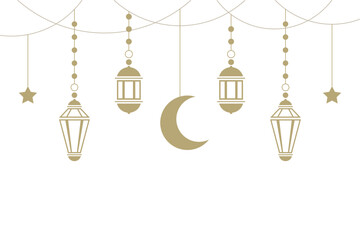 Islamic lantern Ramadan Kareem background. Lantern Ramadan decoration hanging on transparent