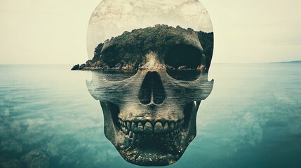 Oceanic Skull: A Surreal Seascape of Life and Death