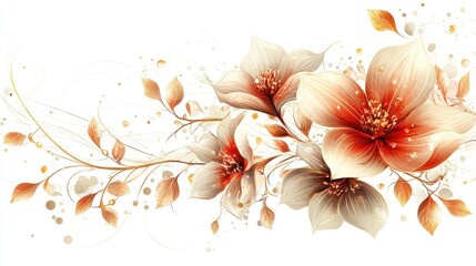 Artistic illustration of floral elements, isolated on a white background for versatile design use.