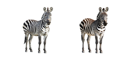 Fototapeta premium Two Realistic Zebra on Transparent Background