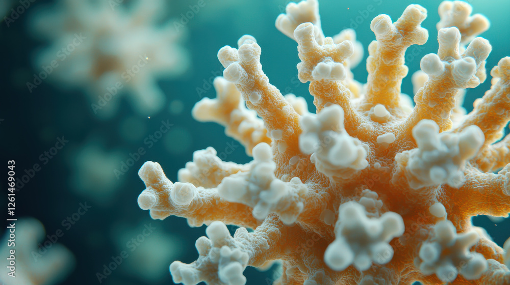 Poster microscopic view of virus with intricate structures and textures