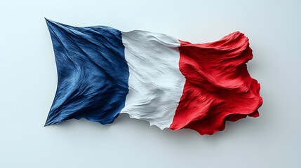 Artistic rendition of the waving French flag in textured fabric detail