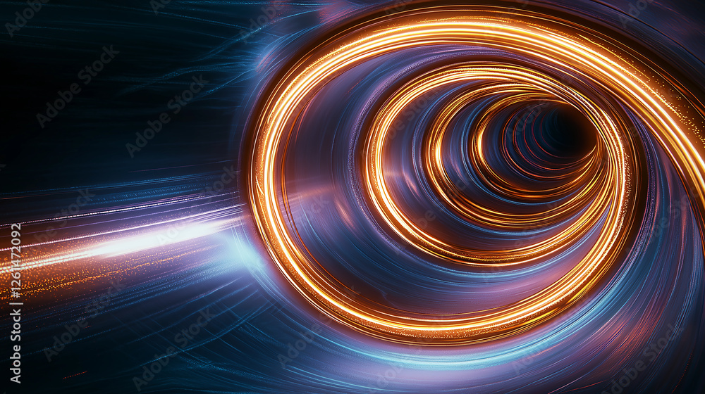 Aufkleber golden swirling light trails creating a futuristic tunnel effect