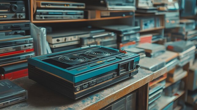 Nostalgic Echoes, An Array of Vintage Cassette Recorders and Tapes
